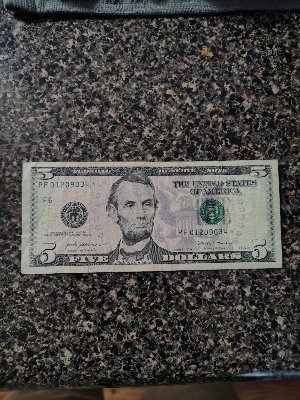 U.S.$5 Replacement Note(Star) With A Straight Serial Number!!!!!!!!!!!